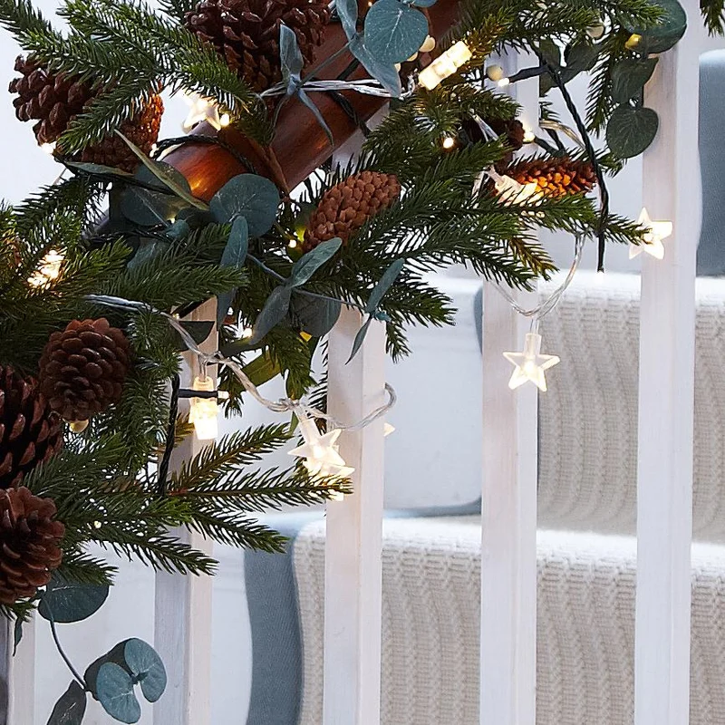 30er LED Lichterkette Stern warmweiß