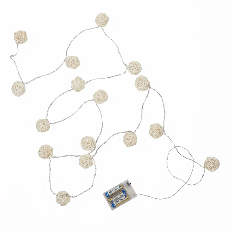 16er LED Rattan Lichterkette warmweiß Batteriebetrieb
