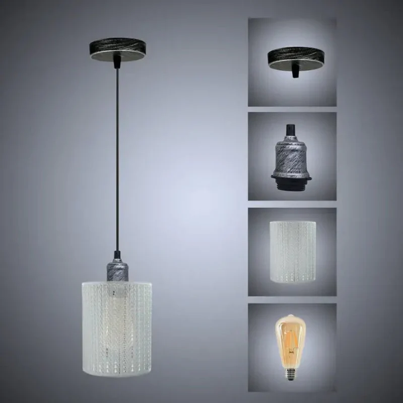 Pendelleuchte weiss , Draht, Käfig, trommel lampe, E27~1869