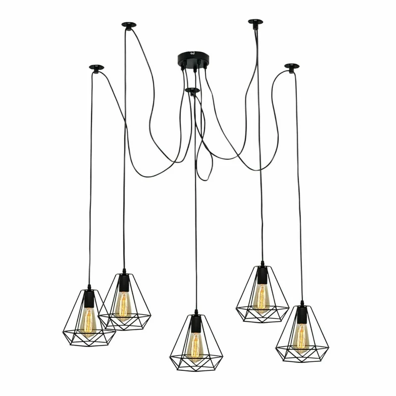 Industrial Spinnen Käfig Kronleuchter E27 Schwarz 2m kabel ~1887