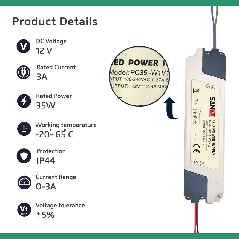 12V LED Treiber 35W Netzteil trafo 240V flimmerfrei~1821