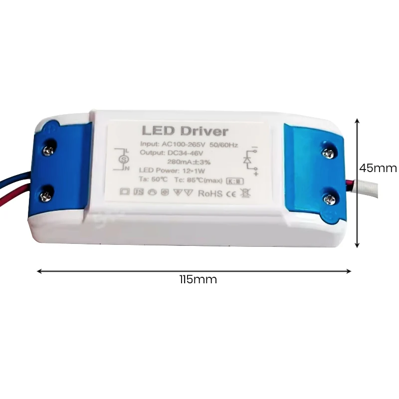 12W LED Treiber Konstantstrom 280mA DC 34-46V Effizienz ~1773