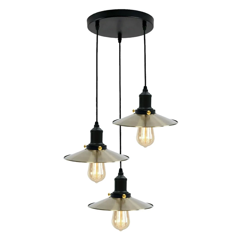 Satinnickel colour Neu Retro Deckenleuchte Industrie Tisch Pendelleuchte Hängelampe Esstisch Wohnzimmer~1654