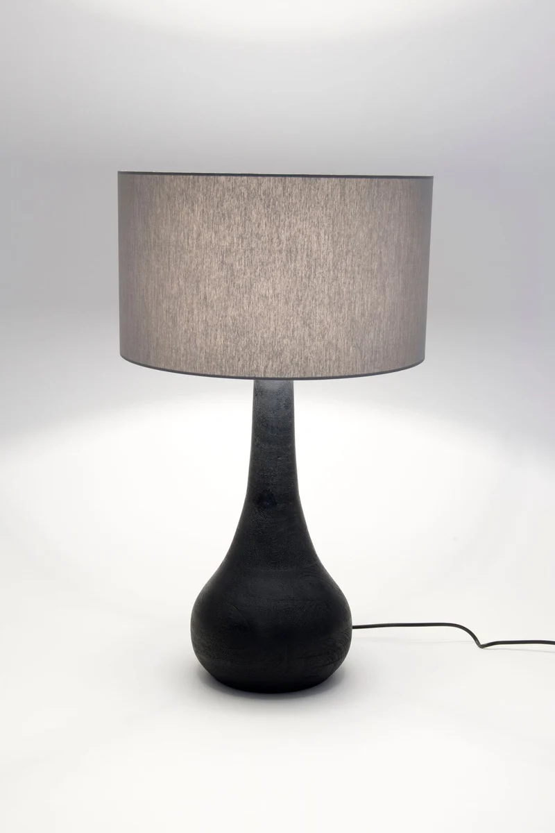 Tischlampe Rodolfo Holz Chintz mit Schirm Rund Ø 38cm