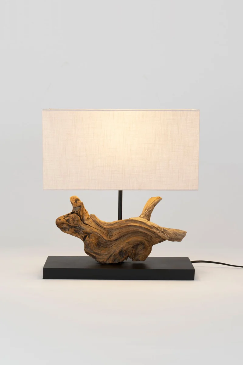 Tischlampe Lipari Akazienholz mit Schirm Rechteckig