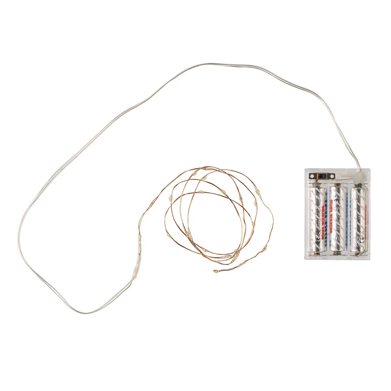 Batteriebetriebene 20er Mikro-LED-Lichterkette auf Kupferdraht in Warmweiß