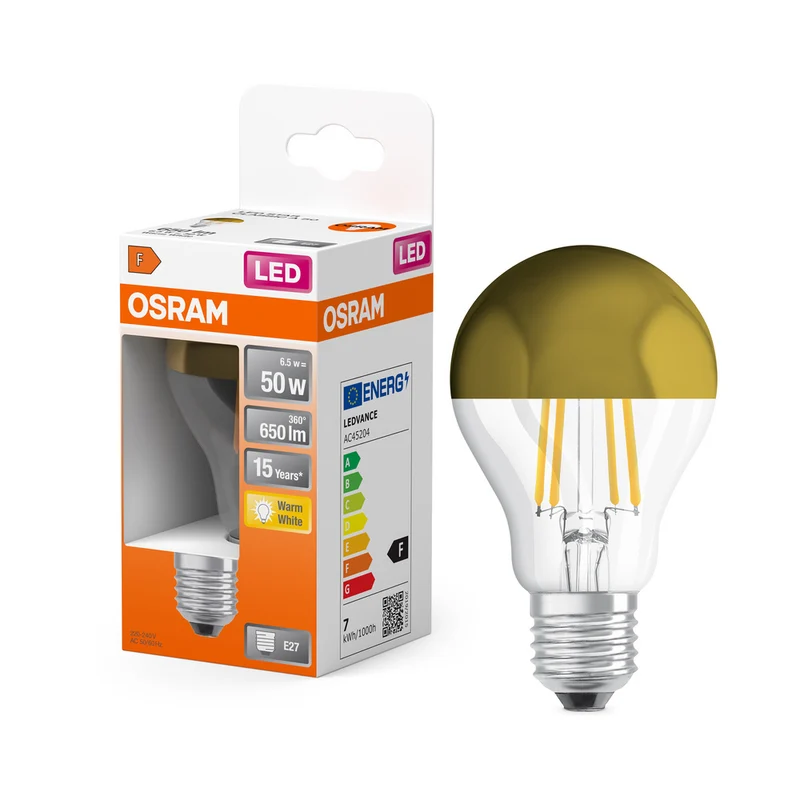 OSRAM LED Lampe LED Retrofit CLASSIC A Mirror 6.5W 827 Clear E27, 650 lm, 2700 K, Warmweiß