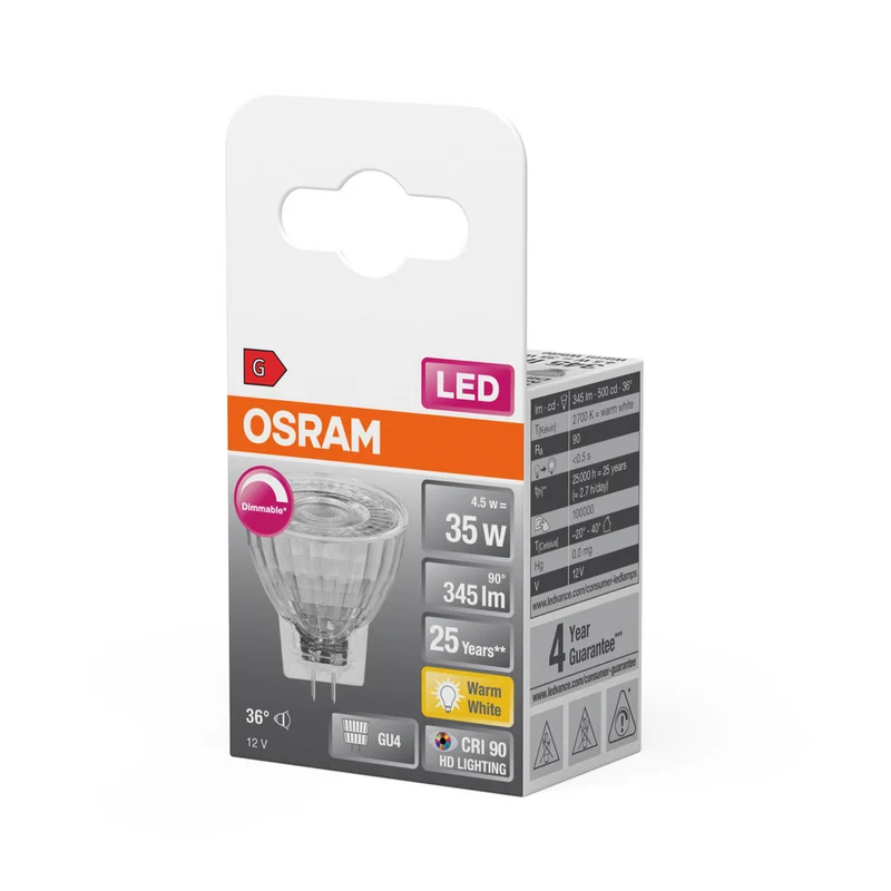 OSRAM LED Lampe LED SUPERSTAR MR11 12 V 4.5W 927 GU4, 345 lm, 2700 K, Warmweiß
