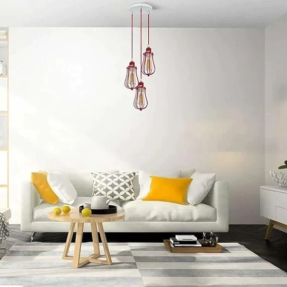 lampenschirm rustikal rot ballonform käfig ~1269