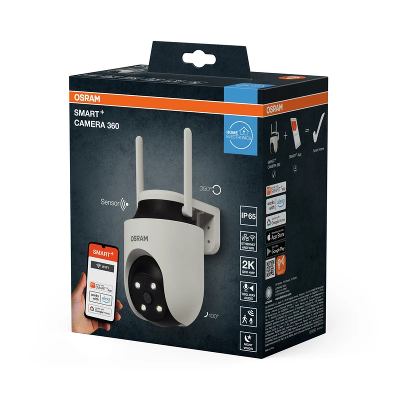 OSRAM Wifi SMART+ smarte Outdoor Überwachungskamera drehbar Weiß