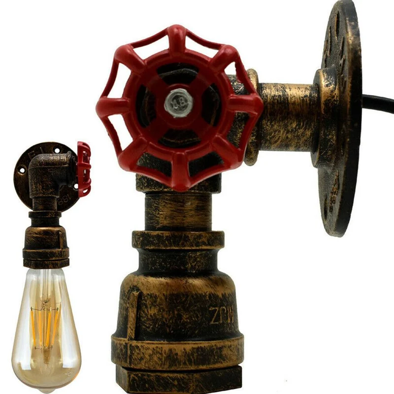 Industrielle Vintage Modell Stil Steampunk rustikale Wasserpfeife Wandleuchte Messing Lampe Rohrlampen ~1261