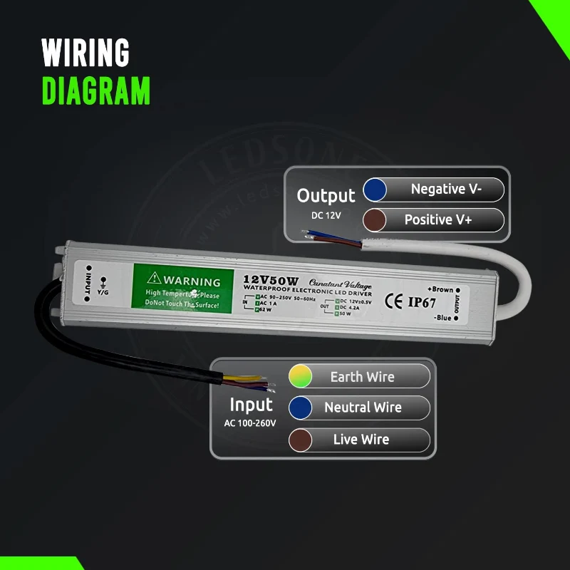 Ledsone Wasserdichter LED Trafo 12V 10W IP67 Netzteil ~1099