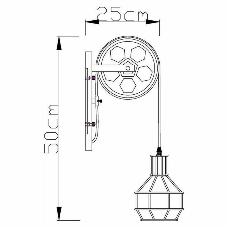 Höhenverstellbare Pulley Wandleuchte |Rustikales Rot E27~1480