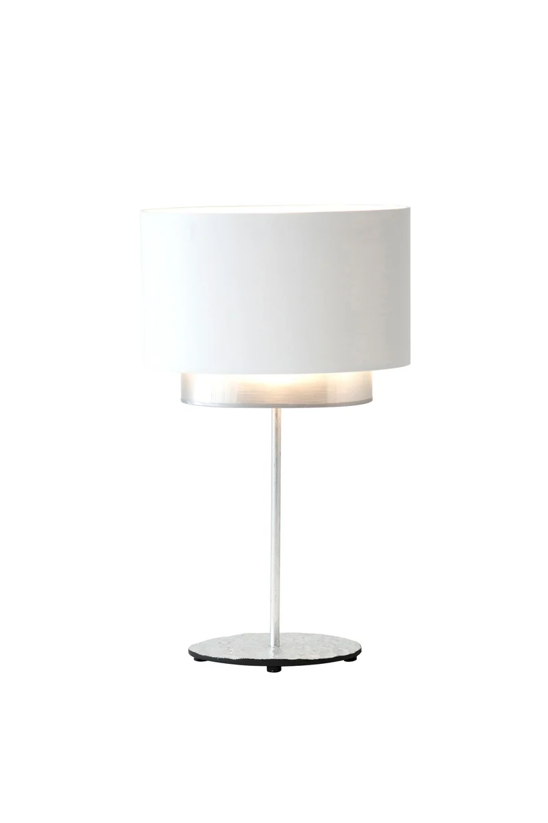 Tischlampe Mattia Oval Perla Silk mit Schirm