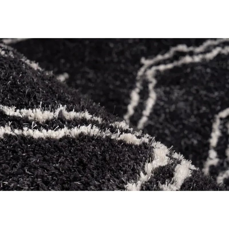 Teppich – Hochflor Design, Doppelrauten Muster, Anthrazit Farbton, 200 x 290 cm - Orlando 225 | Kayoom