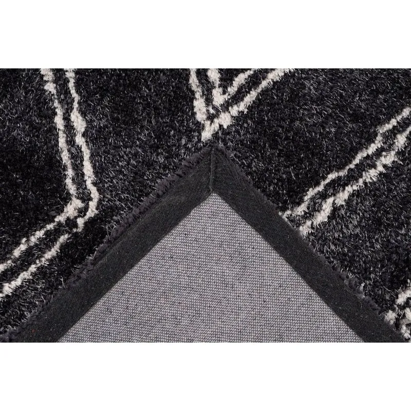 Teppich – Hochflor Design, Doppelrauten Muster, Anthrazit Farbton, 200 x 290 cm - Orlando 225 | Kayoom