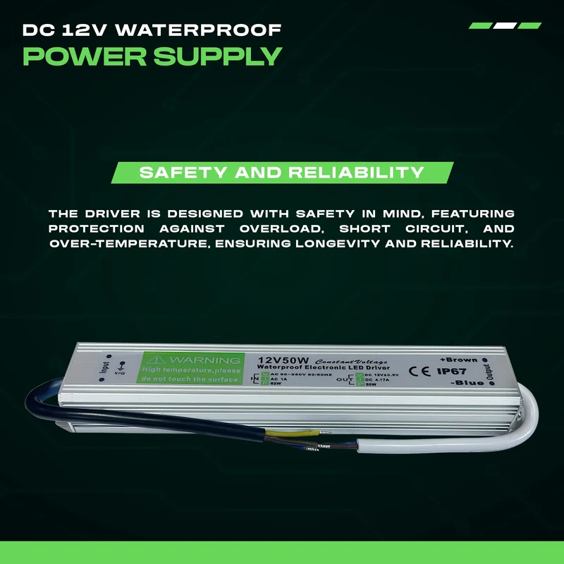 Wasserdichter LED-Treiber 50W IP67 12V, Überspannungs- & Kurzschlussschutz~1094