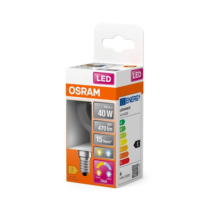 OSRAM LED RELAX and ACTIVE CLASSIC P, LED-Lampe, 4W, 2700-4000K, Click CCT, E14