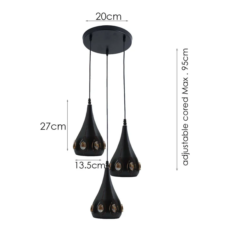 Vintage Industrie Deckenpendelleuchte Retro Loft Style Metall + Kristall Lampe~1479