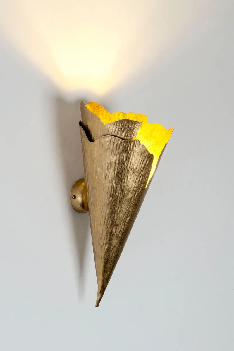 Wandleuchte Gingko Quattro gehämmert Rund 14x15cm Gold
