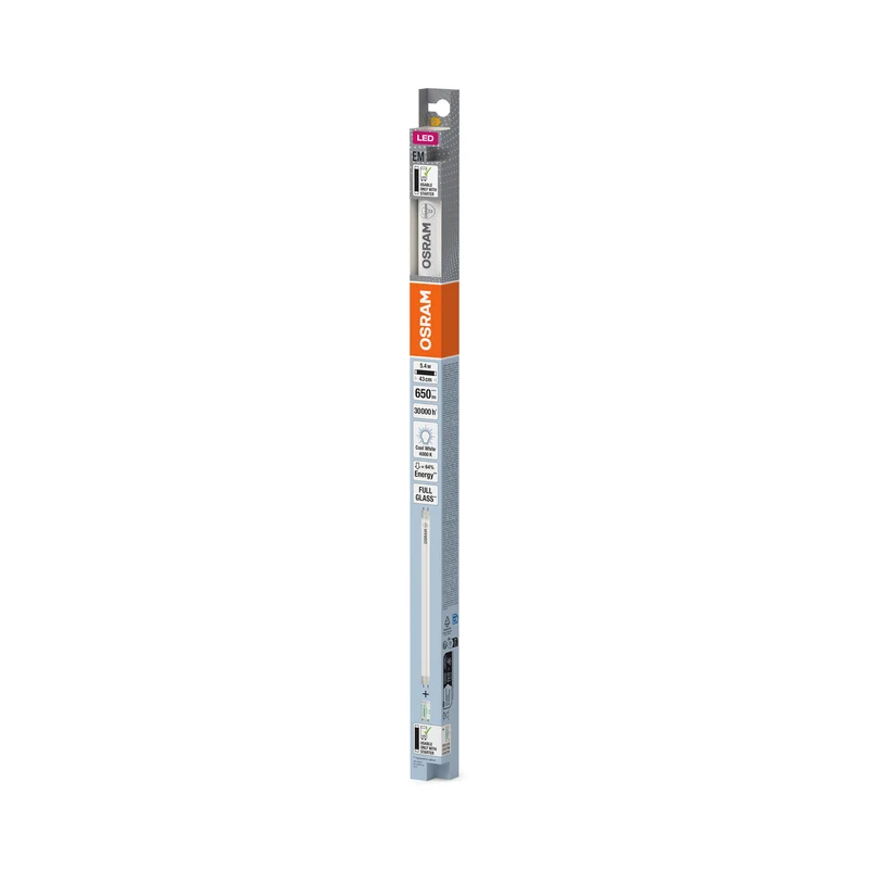 OSRAM LED TUBE T8 EM in Röhre, zweiseitig gesockelt-Form, LED-Röhre, Bleifreies Glas, Matt, 5,4 W, (ex 15 W), 650 lm, Kaltweiß, 4000 K, 30000 h, CRI 80