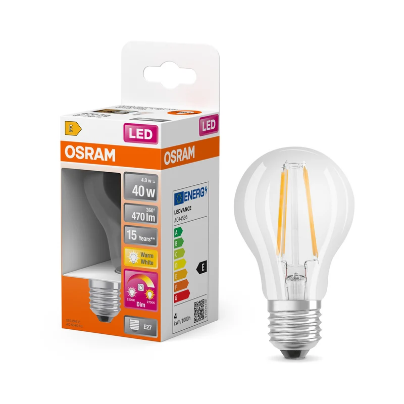 OSRAM CLASSIC A GLOWdim LED Lampe 4W 822…827 E27, 470 lm, 2200…2700 K, Tunable Warm White