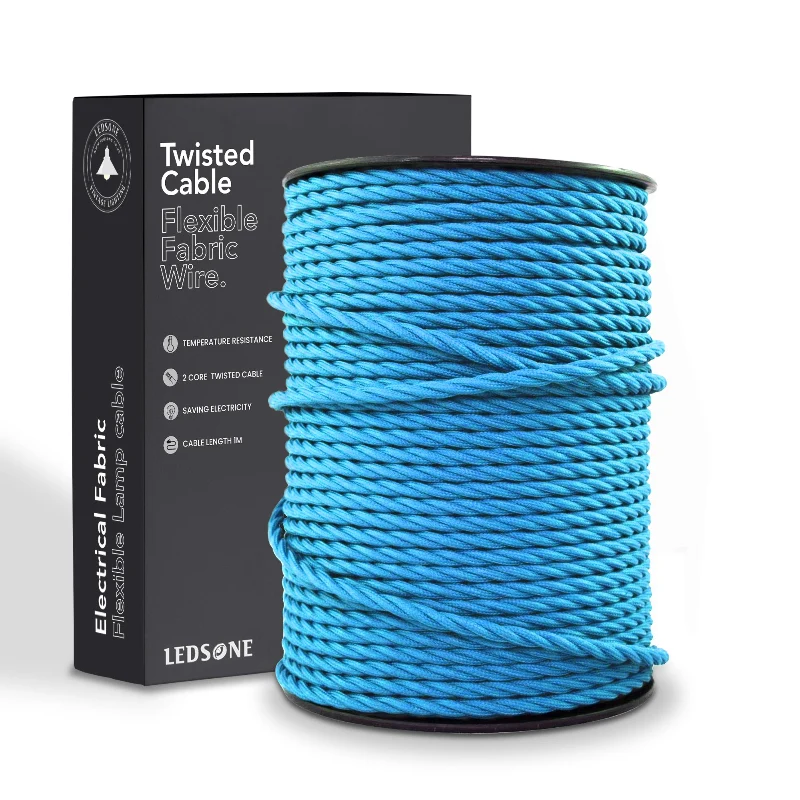 LEDSONE Stoffkabel Blau 2-adrig Gedreht für Lampen ~1171
