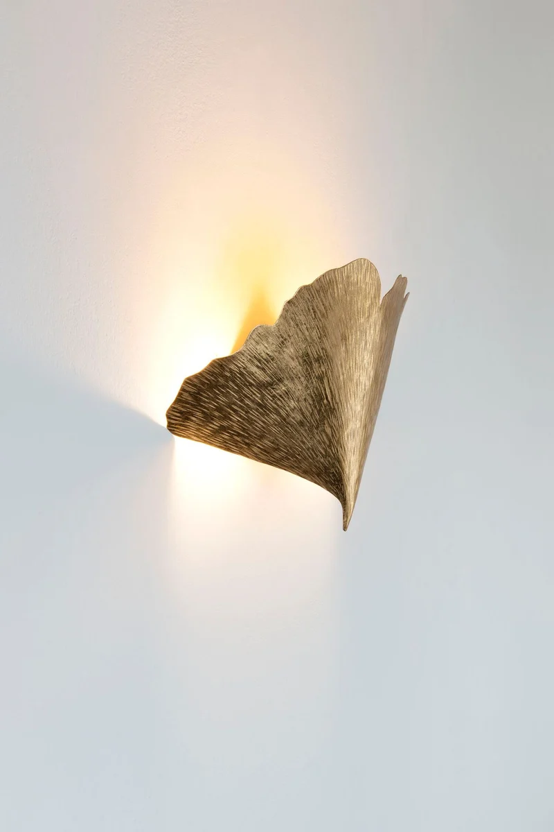 Wandlampe Ginkgo Tre 2-flammig gehämmert 32x10cm Gold
