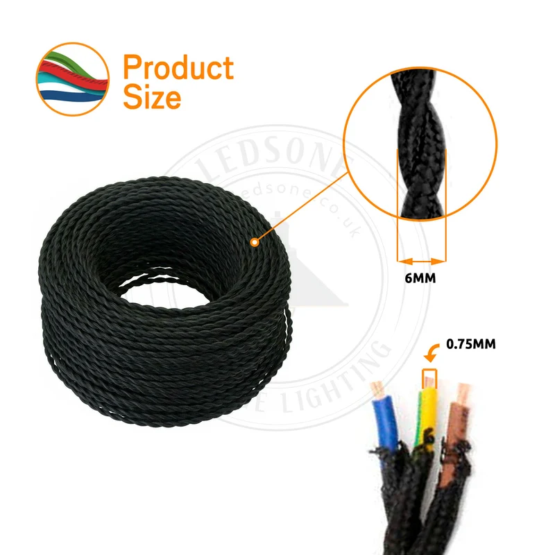 3x0,75mm² verdrilltes gelbes kabel textilummantelt~1190