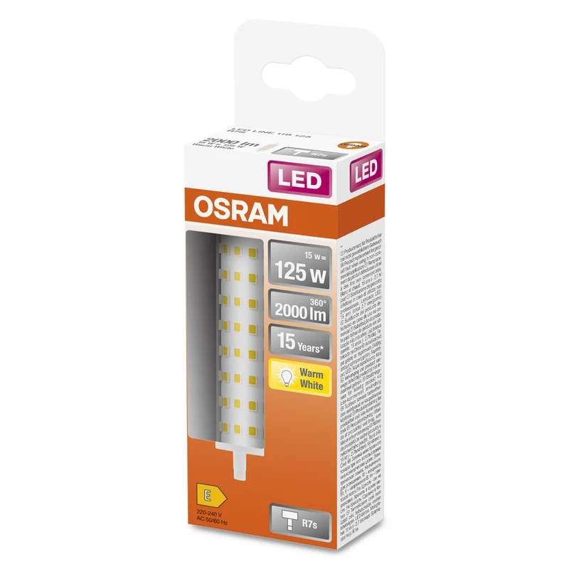 OSRAM LED LINE LED Lampe R7S 15W 827 Clear R7s, 2000 lm, 2700 K, Warmweiß