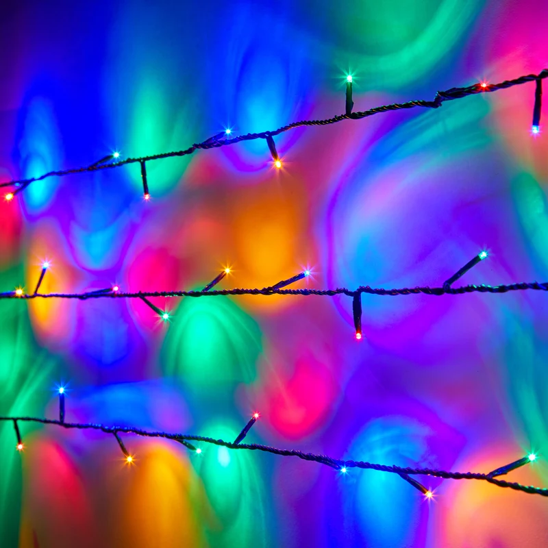 Essential Connect 20m 200er LED Lichterkette bunt koppelbar grünes Kabel