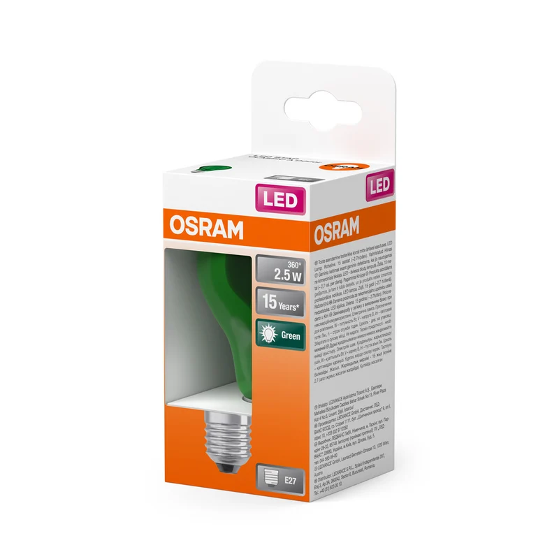 OSRAM LED Lampe LED STAR DÉCOR CLASSIC A 2.5W 175 Green E27, 45 lm, 7500 K, Grün