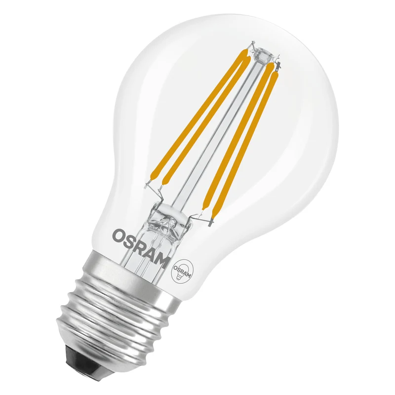 OSRAM LED LAMPS ENERGY CLASS A ENERGY EFFICIENCY FILAMENT CLASSIC A in A-Form, LED-Lampe, Bleifreies Glas, Klar, 5 W, 1055 lm, Warmweiß, Energieeffizienzklasse: A