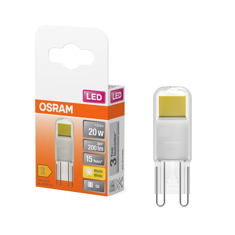 OSRAM LED Stiftsockellampe PIN Klar, 1.8W, 200lm, G9, 15 mm , Warmweiß