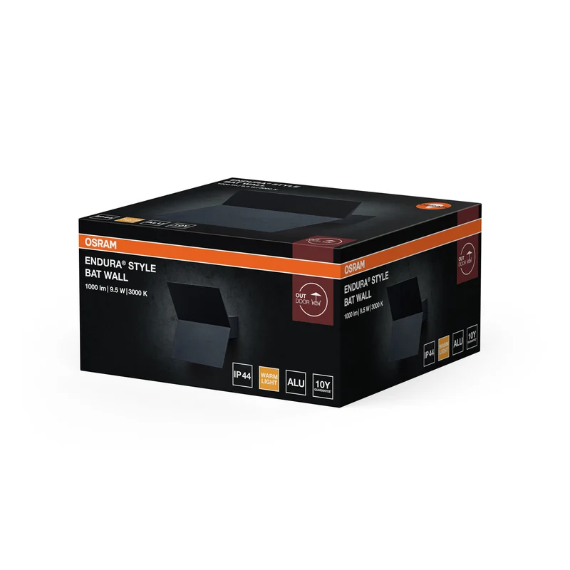 OSRAM ENDURA STYLE BAT Außenwandleuchte, LED-Wandleuchte mit indirektem Licht, warmweiß, 3000K, Aluminium, IP44, 9,5W
