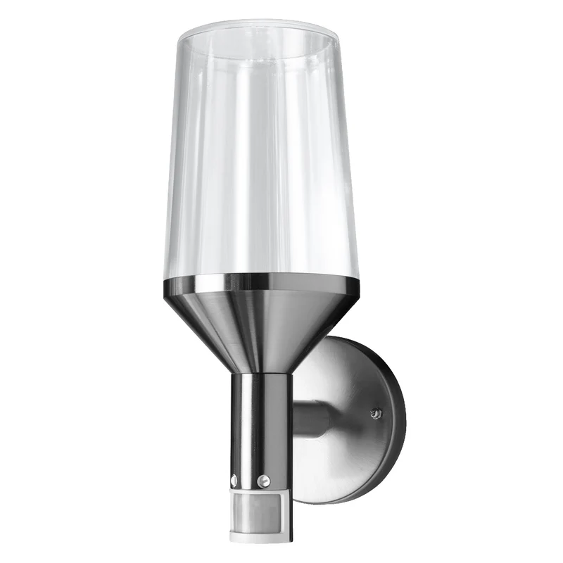 OSRAM ENDURA Classic Calice Sensor-Wandleuchte in moderner Edelstahloptik mit Glasdiffusor, E27, IP44-Schutz, für Auffahrt- und Wegbeleuchtung