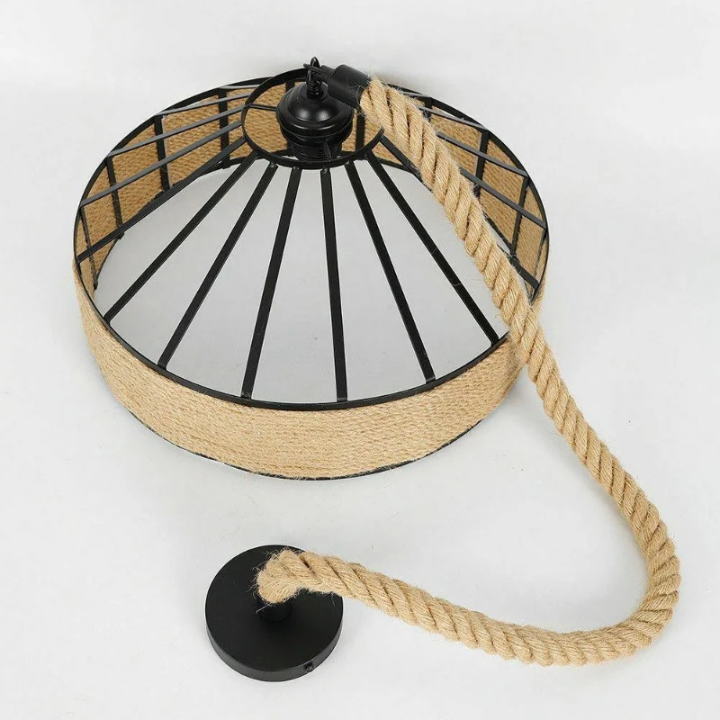 Retro Hanfseil Schwarz Pendelleuchte & Hängelampe~1697