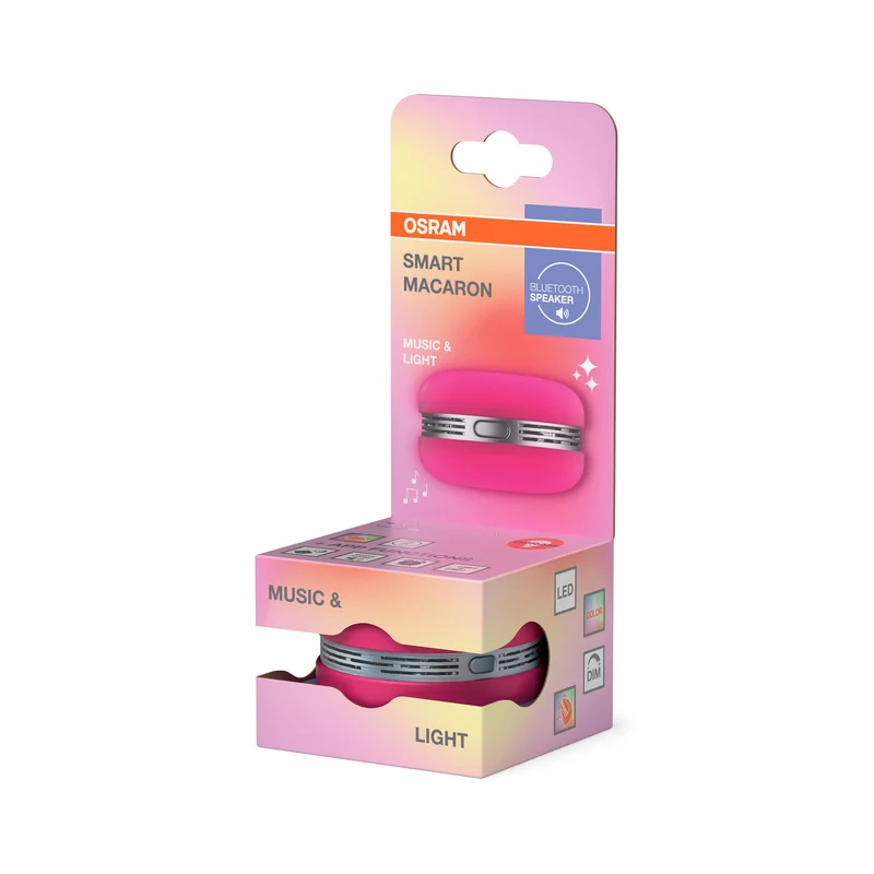 OSRAM Bluetooth SMART+ Macaron Lautsprecher mit Bewegungssteuerung, LED-Licht RGB, Pink