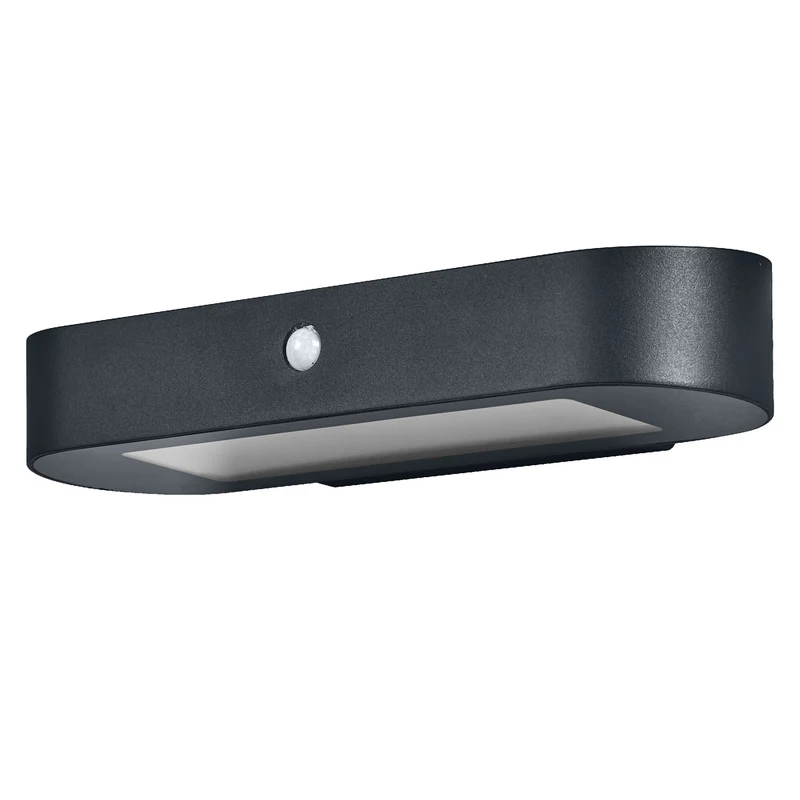 OSRAM ENDURA Style Oval Solar-Wandleuchte, warmweißes Licht (3000K), integrierter Sensor, ohne Strom nutzbar, lange Batterielaufzeit: 30 Mal 60 Sekunden im PIR Modus, Schutzklasse IP44, schwarz