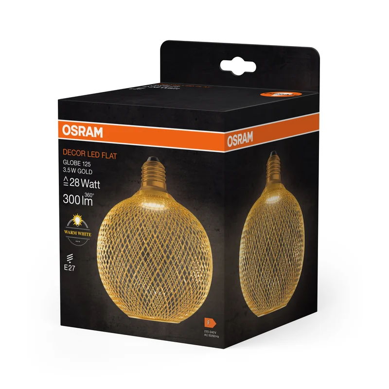 OSRAM DECOR LED Flatlampe Lampe Gold, 3.5W, 300lm, Frosted, 125mm , Warmweiß , E27