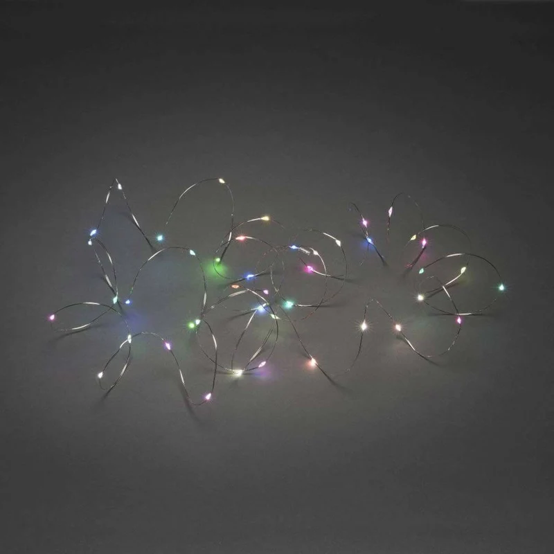 10m Micro LED Lichterkette mit langsamen und schnellen Farbwechsel 50 bunte Dioden