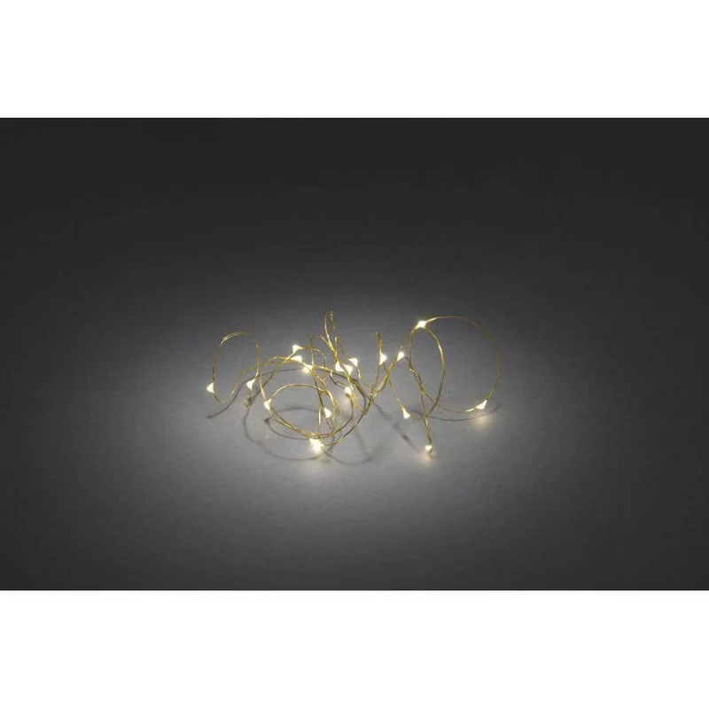 4m Micro LED Lichterkette Timer 40 warmweiße Dioden batteriebetrieben Innen messingfarbener Draht