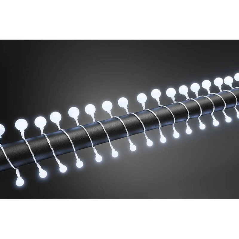 LED Globelichterkette kleine & große runde Dioden 80 Kaltweiße Dioden IP44