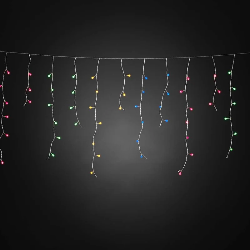 LED Eisregen Lichtervorhang mit bunten Globes 400 bunte Dioden IP44