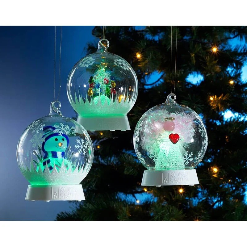 Glaskugel Schneemann mit 3 Funktionen Timer RGB-Farbwechsel 1 RGB Diode batteriebetrieben