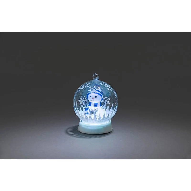 Glaskugel Schneemann mit 3 Funktionen Timer RGB-Farbwechsel 1 RGB Diode batteriebetrieben