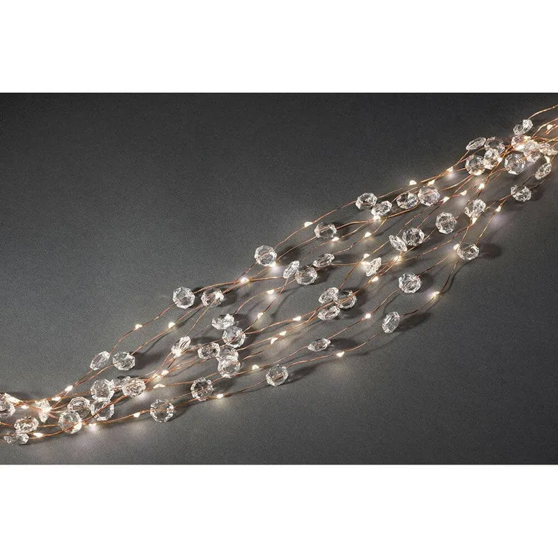 LED Diamantenlametta 10 Stränge mit 9 Dioden 90 Warmweiße Dioden kupferfarbener Draht