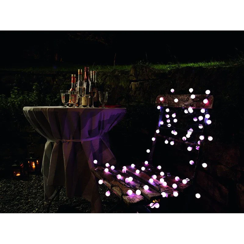 LED Globelichterkette große runde Dioden mit RGB Farbwechsel 80 RGB Dioden IP44