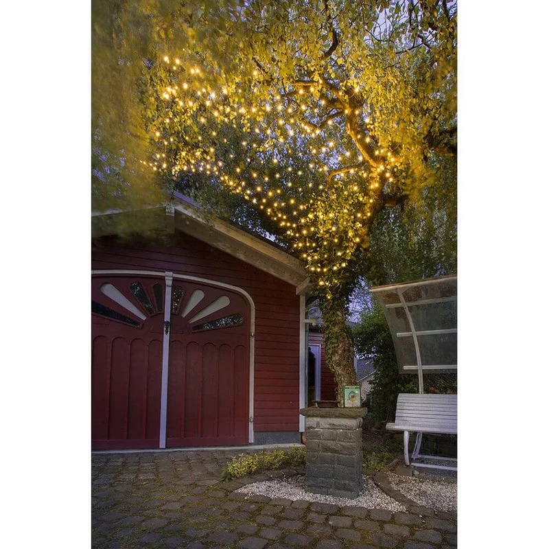 LED Lichternetz mit Timer und Multifunktion 240 Warmweiße Dioden batteriebetrieben IP44