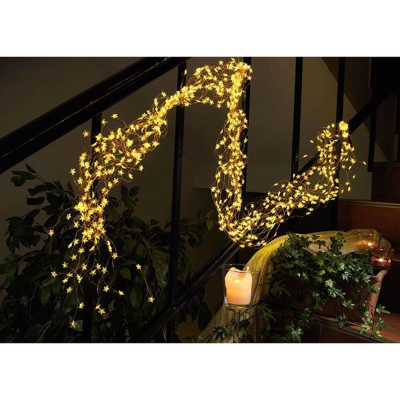 LED Sternenlametta 26 Stränge mit 27 Dioden 702 Warmweiße Dioden kupferfarbener Draht